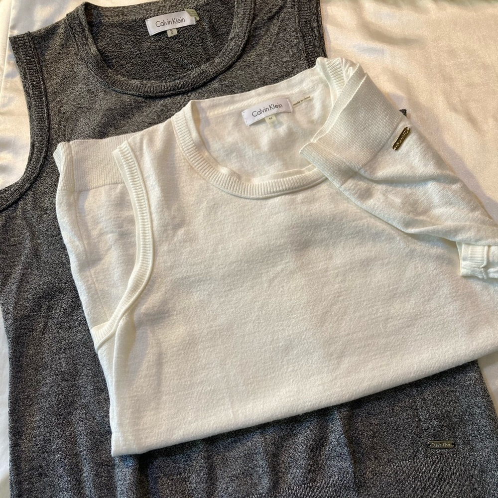 TWO CALVIN KLEIN SLEEVELESS SHELL SWEATERS YOU’LL LOVE! MEDIUM, MINT CONDITION
